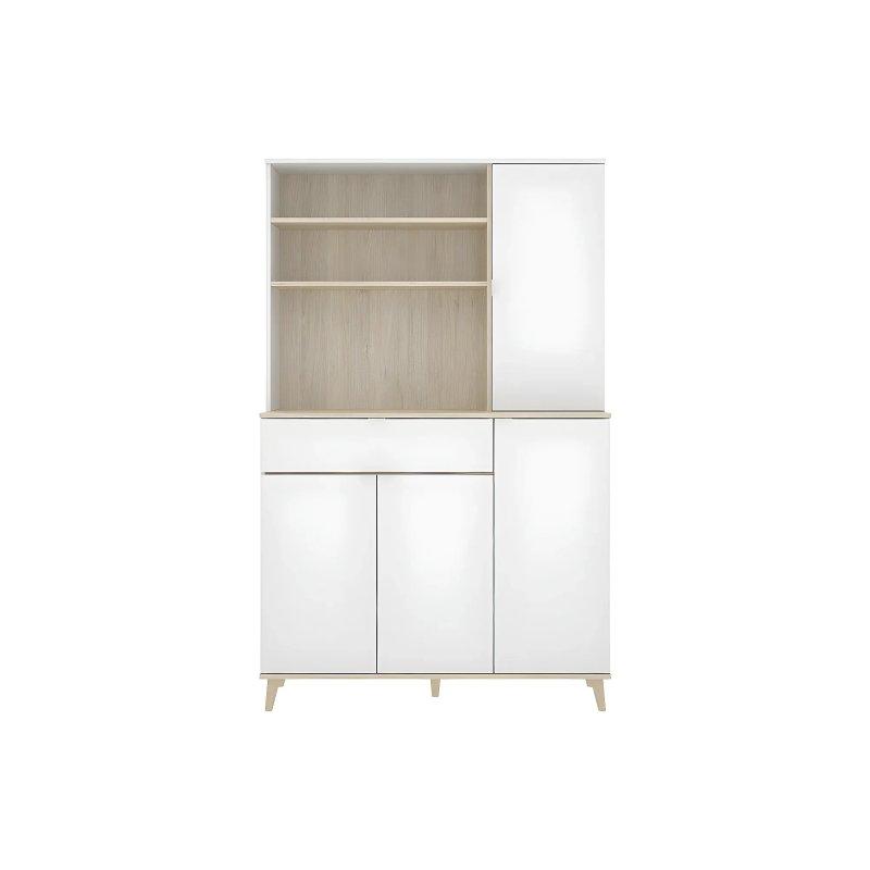 Beyaz ve Meşe Çok Amaçlı Dolap 119 cm - 92776