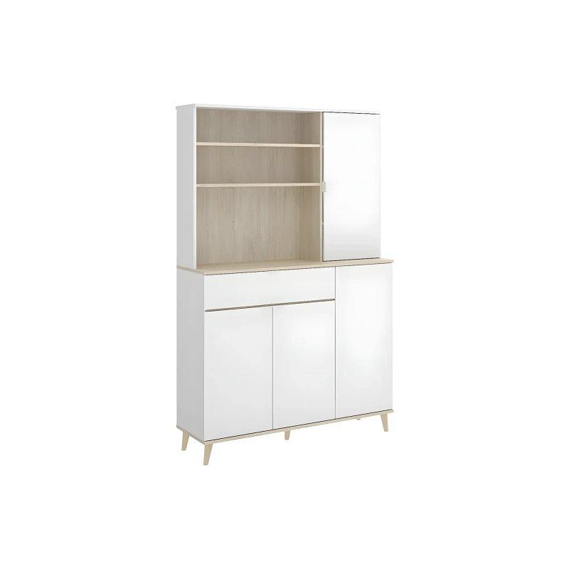 Beyaz ve Meşe Çok Amaçlı Dolap 119 cm - 92776