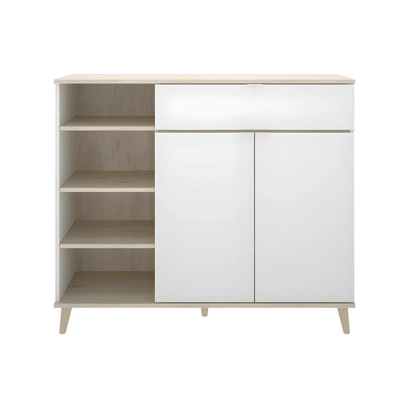 Beyaz ve Meşe Rengi Çok Amaçlı Dolap - 119 cm - 92770