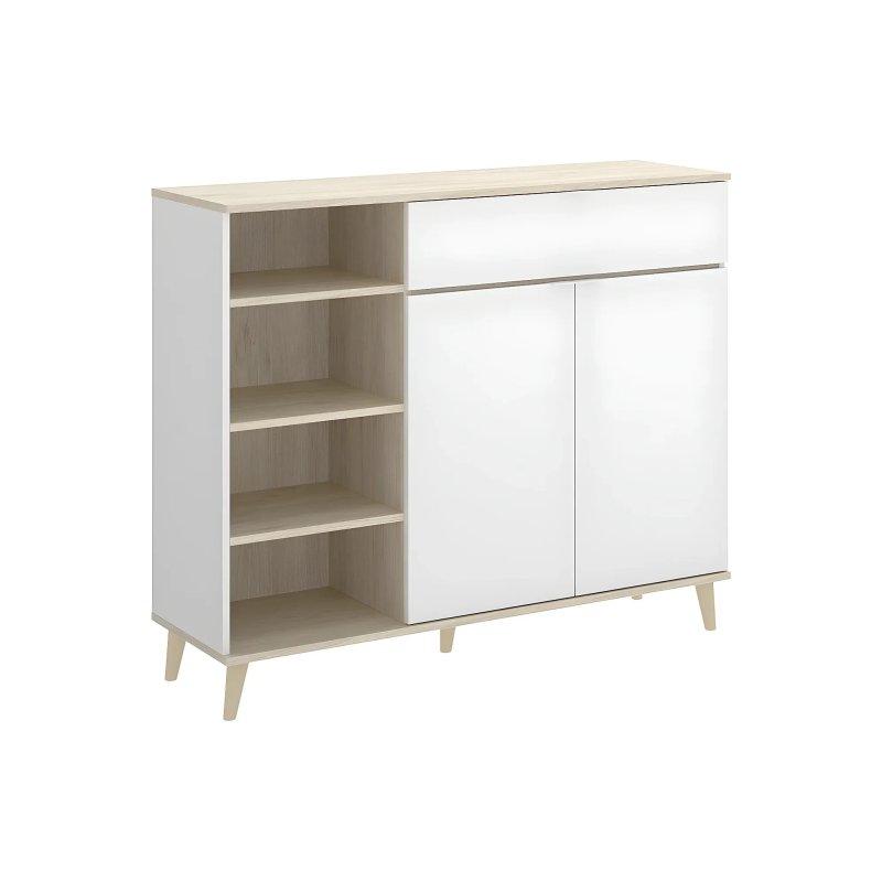 Beyaz ve Meşe Rengi Çok Amaçlı Dolap - 119 cm - 92770