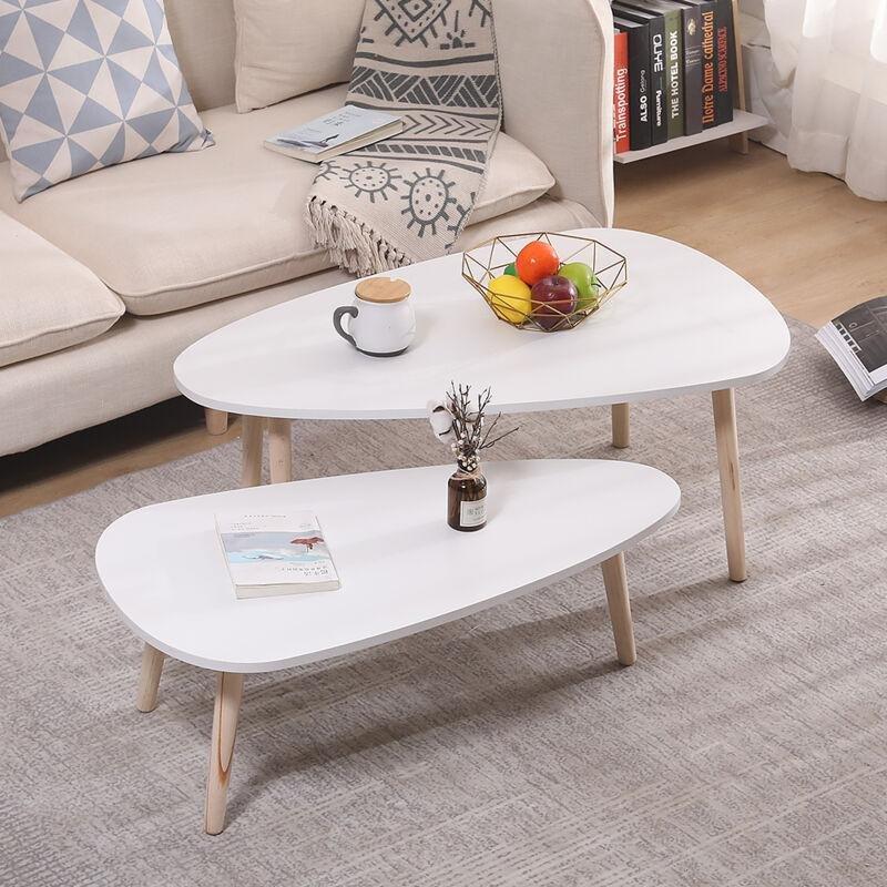 Beyaz Zigon Sehpa 88x48x33 cm Ahşap - 107162