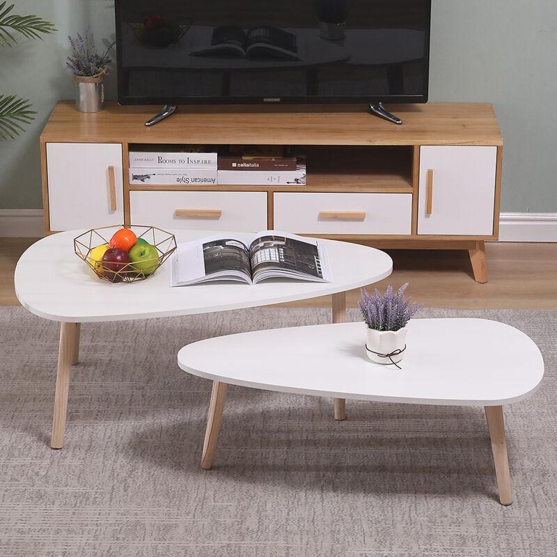 Beyaz Zigon Sehpa 88x48x33 cm Ahşap - 107162