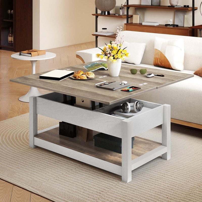 Bojko Endüstriyel Ahşap Açılır Akıllı Sehpa 105x105x110 cm - 101448