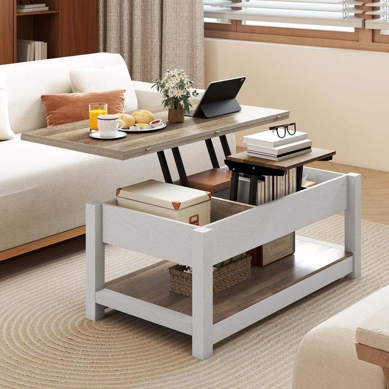 Bojko Endüstriyel Ahşap Açılır Akıllı Sehpa 105x105x110 cm - 101448