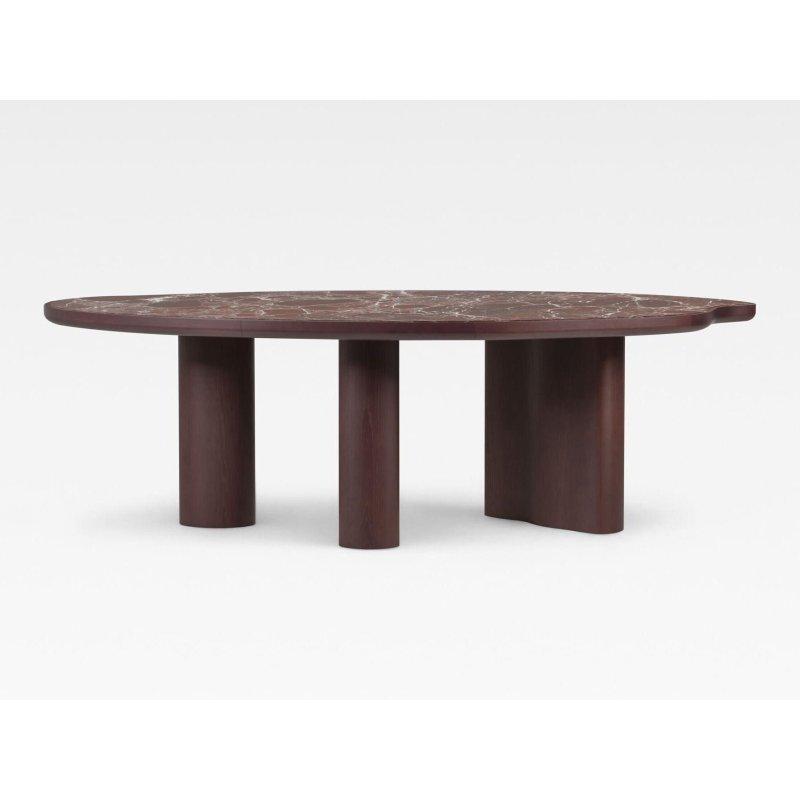 Bordo Mermer Masa 243x132 cm Amerikan Meşe Ayaklı - 92107