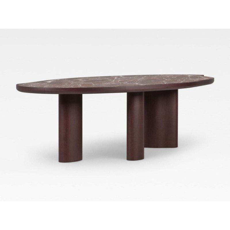 Bordo Mermer Masa 243x132 cm Amerikan Meşe Ayaklı - 92107