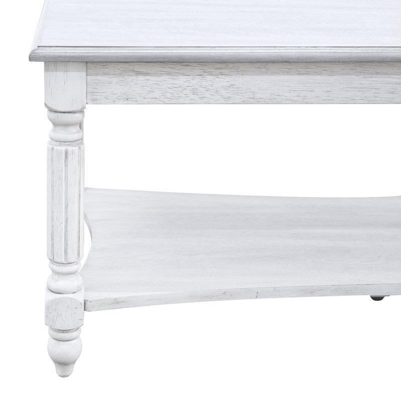 Branham Masif Ahşap Dikdörtgen Orta Sehpa 99 cm Antika Beyaz - 104917