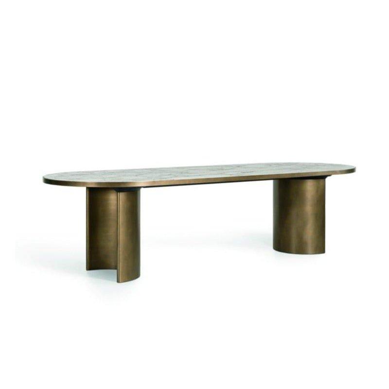 Breccia Capraia Mermer Masa 320x96 cm Gold Ayaklı - 92020