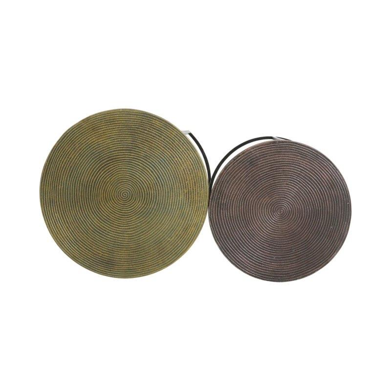 Bronz Metal Yuvarlak Zigon Sehpa 49 cm 2'li Set - 106438