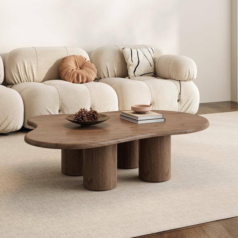 Bulut Şekilli Kahverengi Endüstriyel Ahşap Orta Sehpa 120 cm - 104215