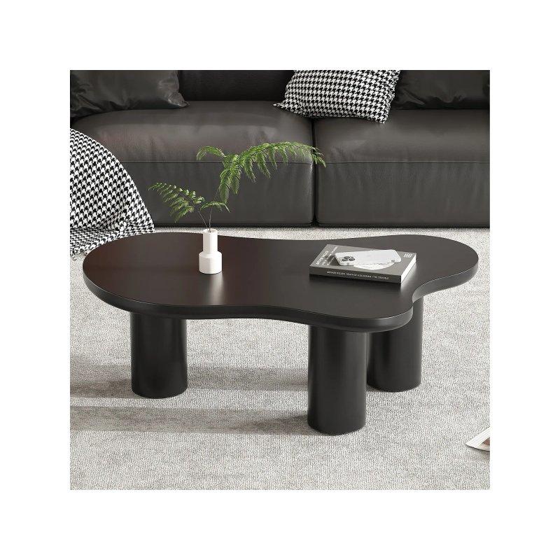 Bulut Şekilli Siyah Orta Sehpa 107x66x41 cm MDF Üstü PVC Ayaklı - 102363