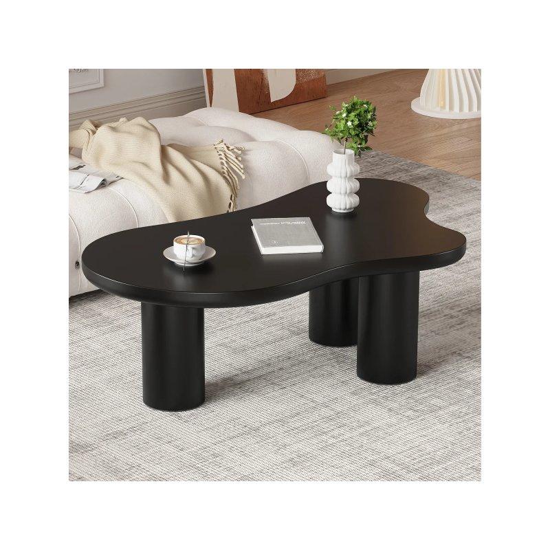 Bulut Şekilli Siyah Orta Sehpa 107x66x41 cm MDF Üstü PVC Ayaklı - 102363