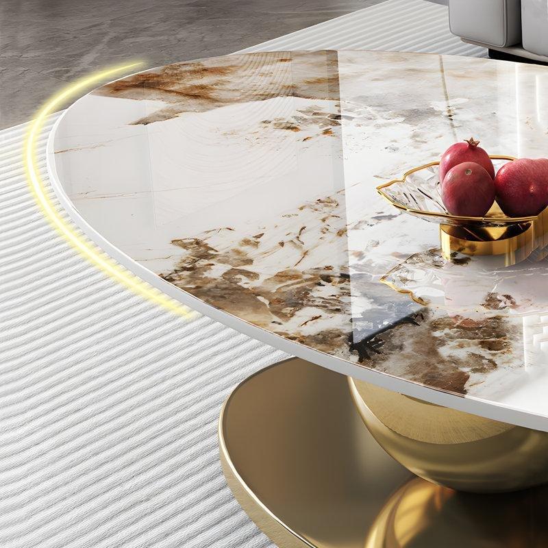 Burnished Rock Slab Gold Ayaklı Oval Orta Sehpa 130 cm - 104479
