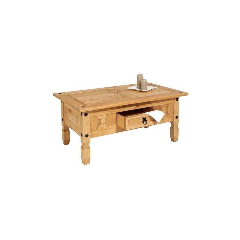 Çam Masif Ahşap Orta Sehpa Çekmeceli 100x60x45 cm Doğal Renk - 102999
