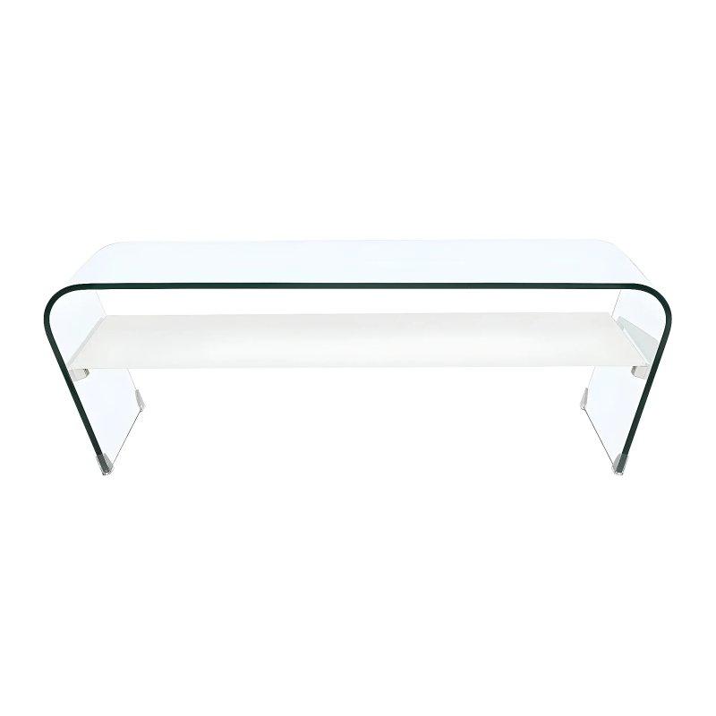 Cam Orta Sehpa 120x60 cm Beyaz Raflı - 102528