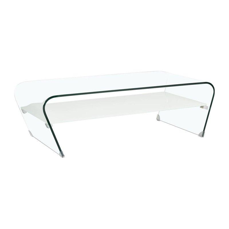 Cam Orta Sehpa 120x60 cm Beyaz Raflı - 102528