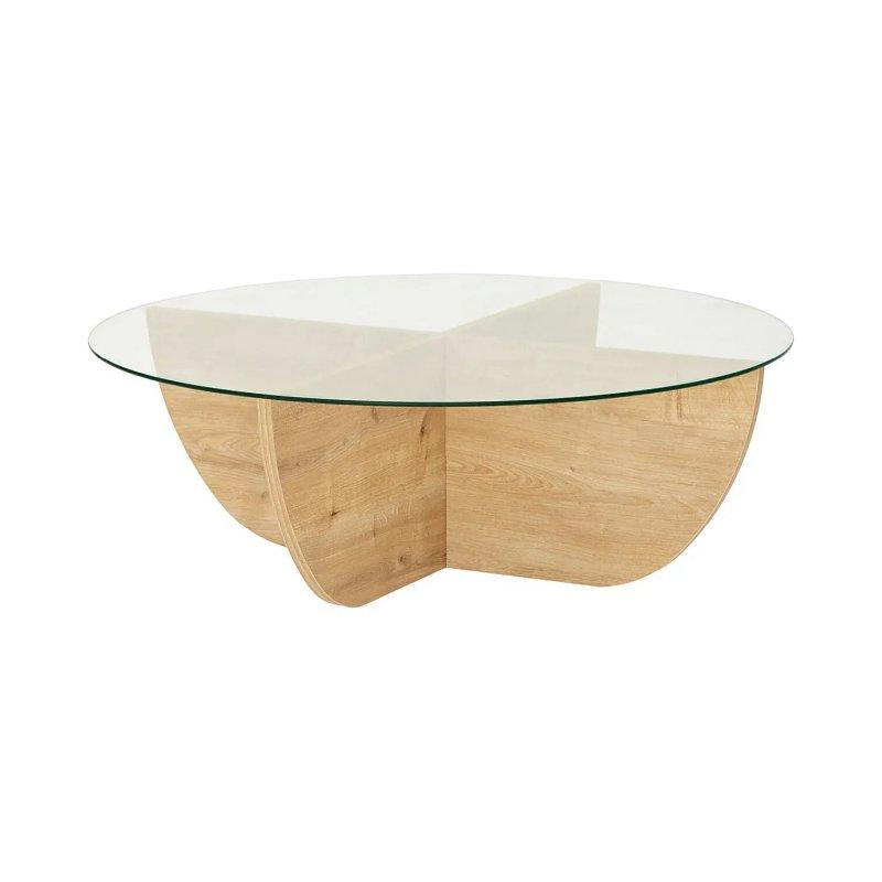 Cam Orta Sehpa Doğal Koyu Ve Şeffaf 90x90 cm - 102564