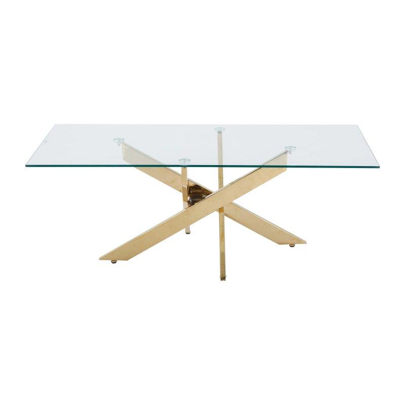 Cam Orta Sehpa Gold Metal Ayaklı 120x60 cm - 102693