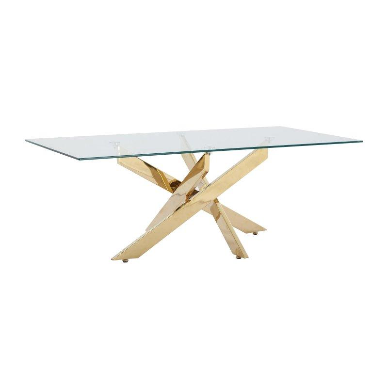 Cam Orta Sehpa Gold Metal Ayaklı 120x60 cm - 102693