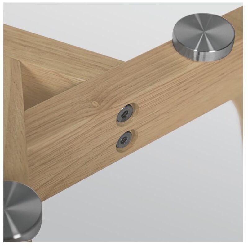 Cam Orta Sehpa Ikili Set 40-50 cm Yuvarlak Ahşap Ayaklı - 102772