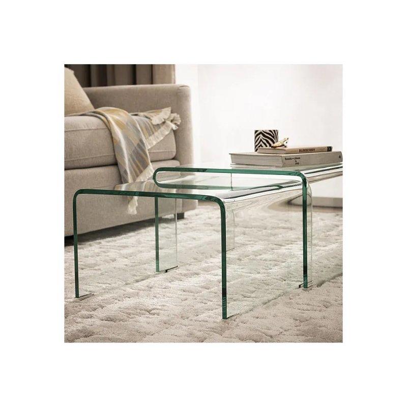 Cam Orta Sehpa Seti 45x33x50 cm Şeffaf İç İçe Geçmeli - 102510