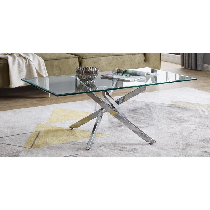 Cam Üstü Metal Ayaklı Orta Sehpa 120x60 cm - 105094