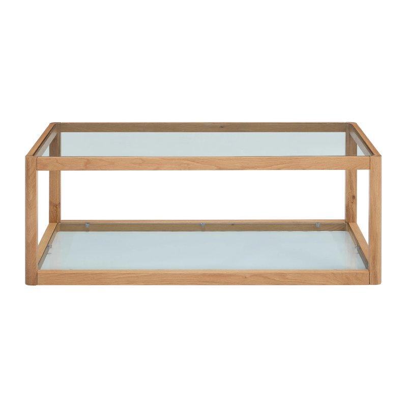 Cam ve Doğal Ceviz Orta Sehpa 110x60 cm - 102483