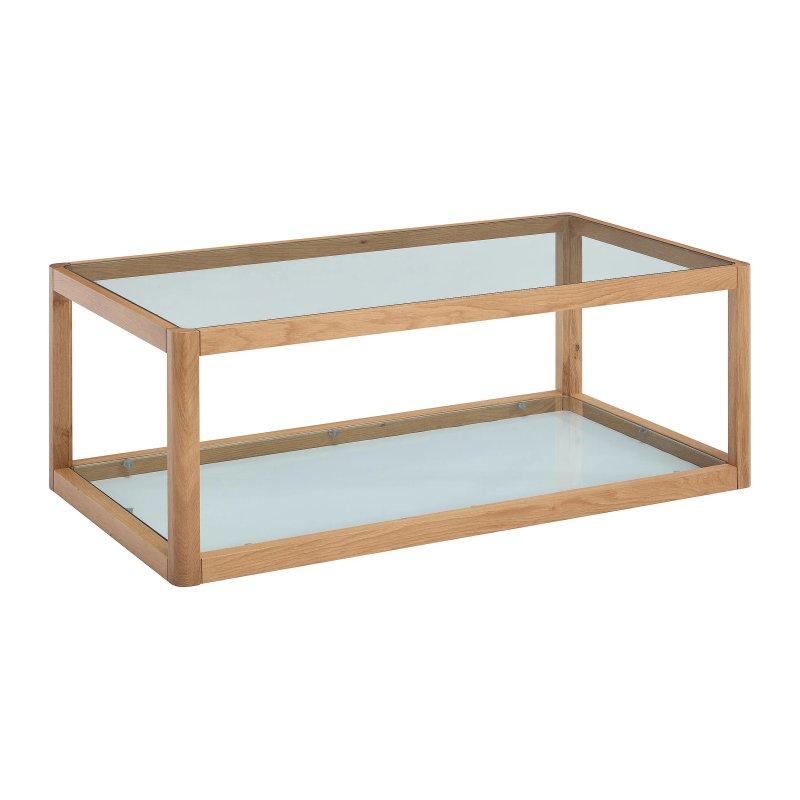 Cam ve Doğal Ceviz Orta Sehpa 110x60 cm - 102483