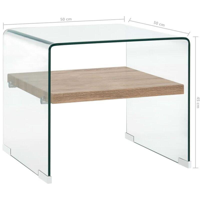 Cam ve Endüstriyel Ahşap Orta Sehpa 50x50x45 cm - 103324