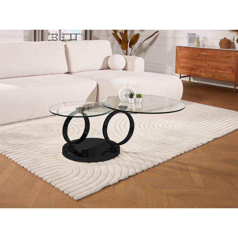 Cam ve Metal Yuvarlak Orta Sehpa 80x80x42 cm - 102657