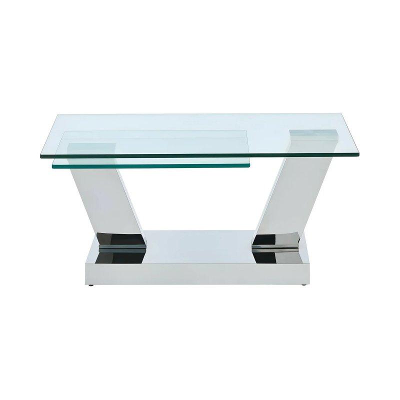 Cam ve Paslanmaz Çelik Dönerli Orta Sehpa 95x60 cm Şeffaf - 102573