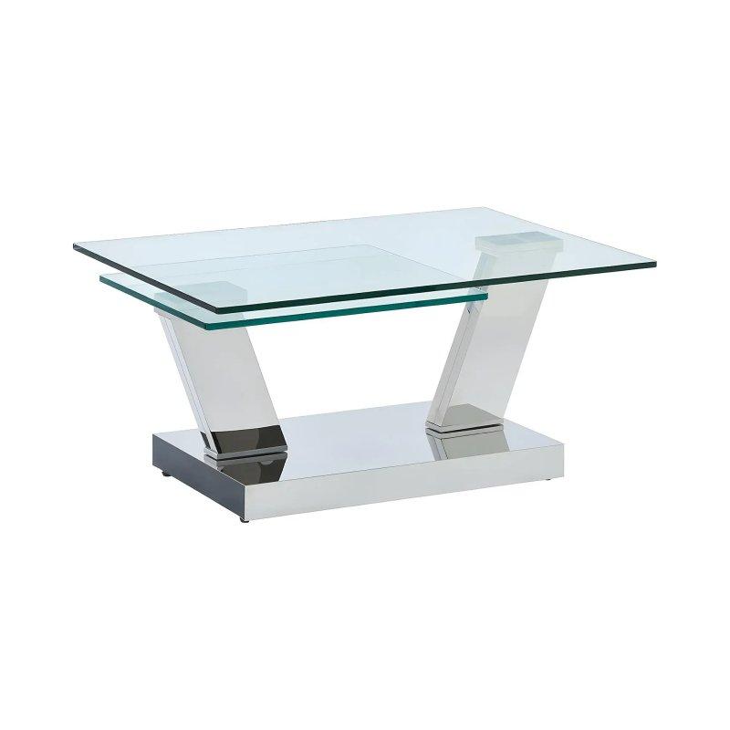 Cam ve Paslanmaz Çelik Dönerli Orta Sehpa 95x60 cm Şeffaf - 102573