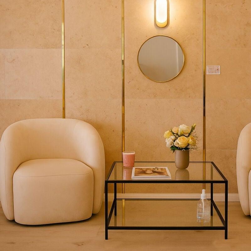 Cam ve Siyah Metal Kare Orta Sehpa 80x80 cm - 103282