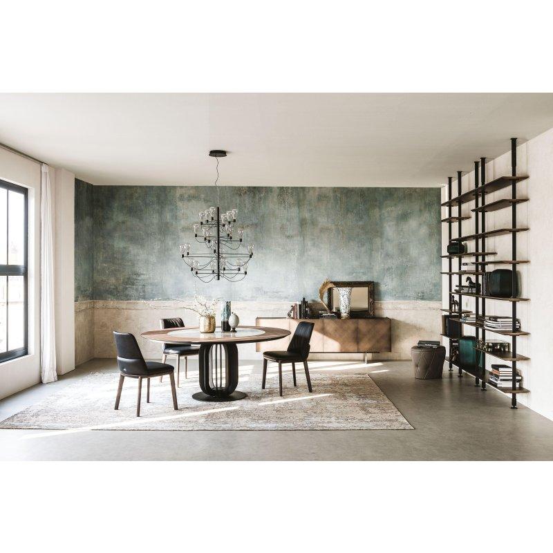 Canaletto Ceviz ve Seramik Detaylı Yuvarlak Masa 120 cm - 89311