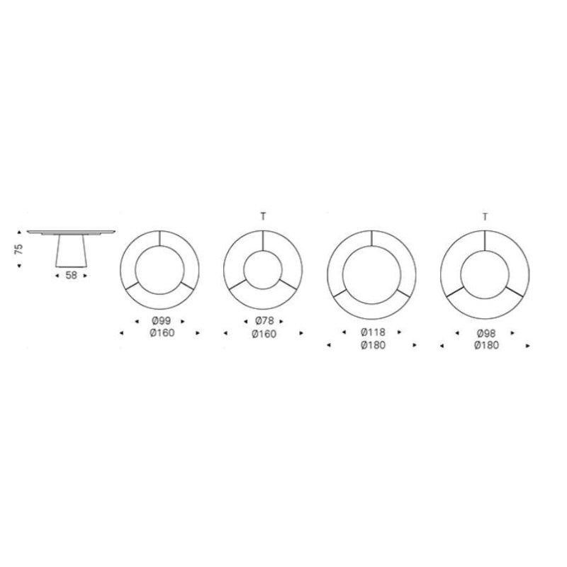 Canaletto Ceviz ve Seramik Yuvarlak Yemek Masası 160 cm - 89014