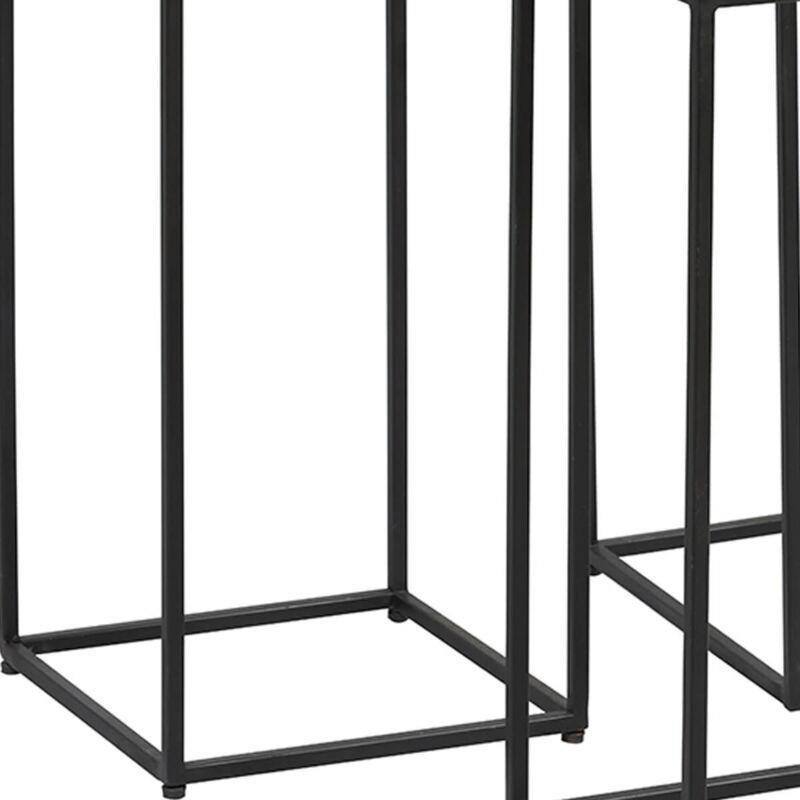 Canelle Üçlü Zigon Sehpa Seti Siyah Metal Ayaklı Masif Palisander 91 cm - 107177