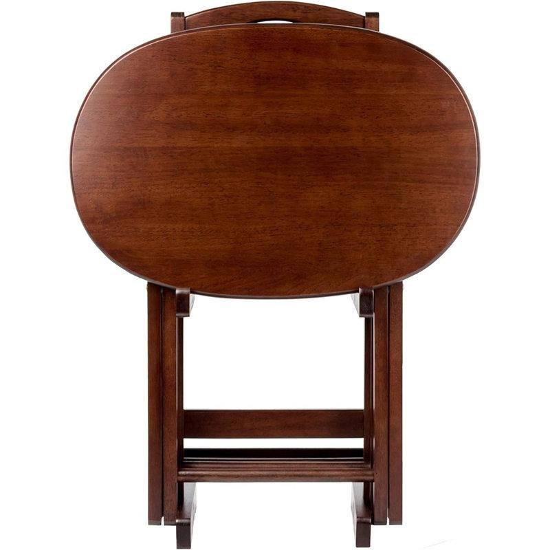 Cappuccino Katlanır Zigon Sehpa 65x60x40 cm Masif Kayın Ahşap 4'lü Set - 108247