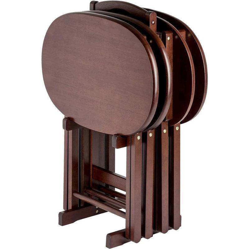 Cappuccino Katlanır Zigon Sehpa 65x60x40 cm Masif Kayın Ahşap 4'lü Set - 108247