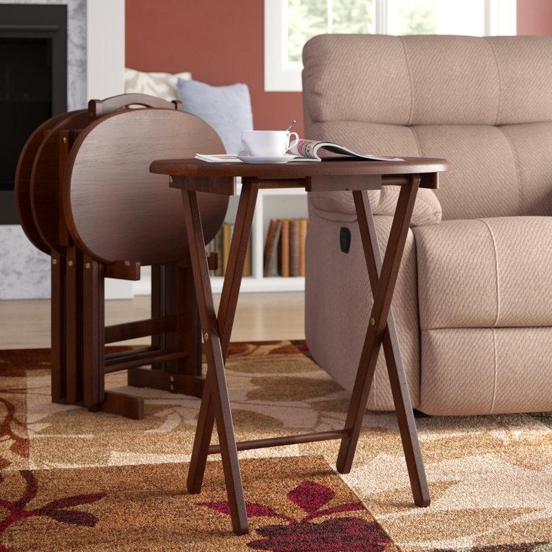 Cappuccino Katlanır Zigon Sehpa 65x60x40 cm Masif Kayın Ahşap 4%27lü Set - 108247