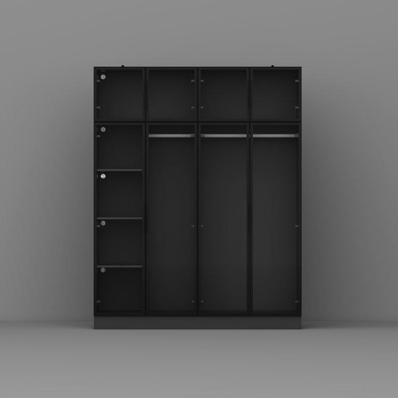 Carrina Siyah Endüstriyel Ahşap Işıklı Gardrop 120 cm x 75 cm - 91195