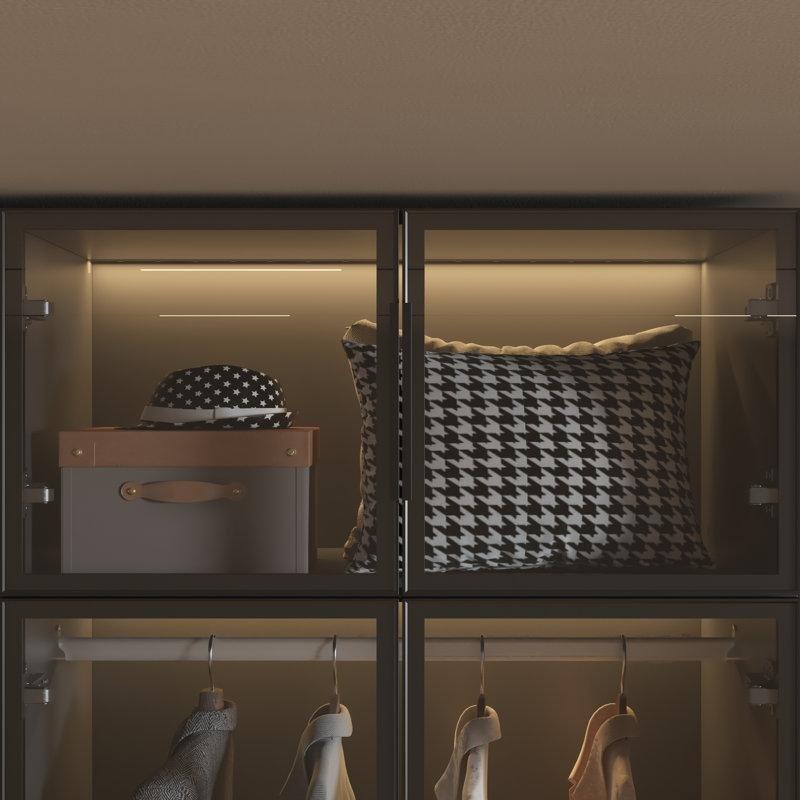 Carrina Siyah Endüstriyel Ahşap Işıklı Gardrop 120 cm x 75 cm - 91195