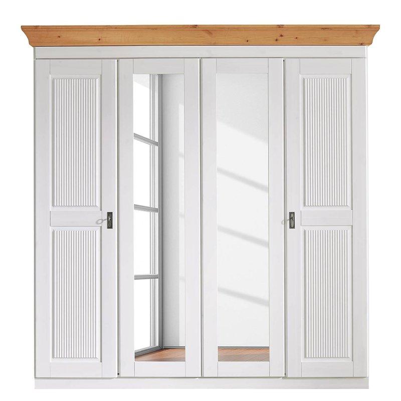 Cenan Beyaz Aynalı 4 Kapılı Gardrop 205x210x64 cm - 90679