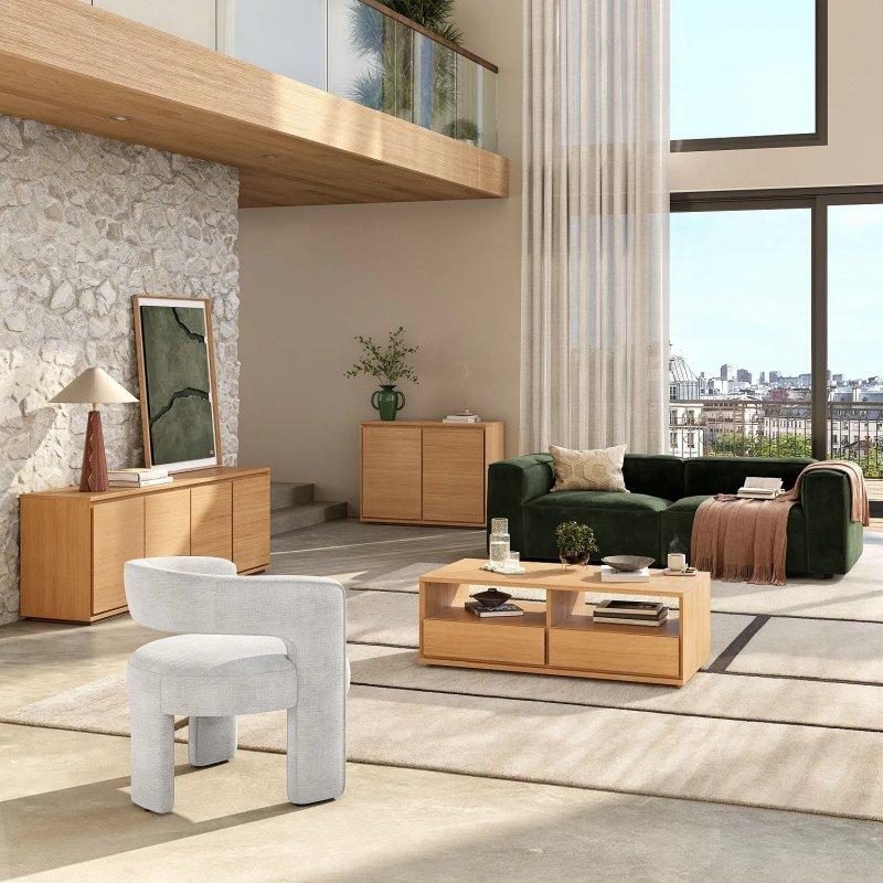 Ceviz Ahşap Orta Sehpa 120x60 cm Çekmeceli - 103710