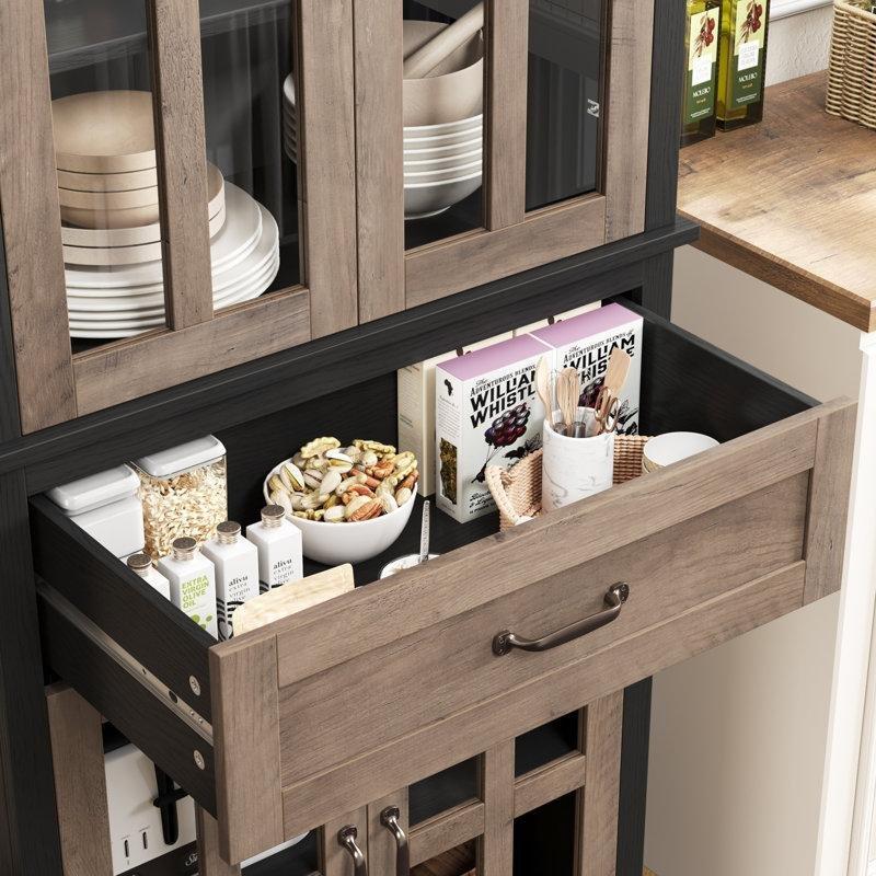 Ceviz Ahşap Renkli Camlı Çok Amaçlı Dolap 180x70x36 cm - 92821