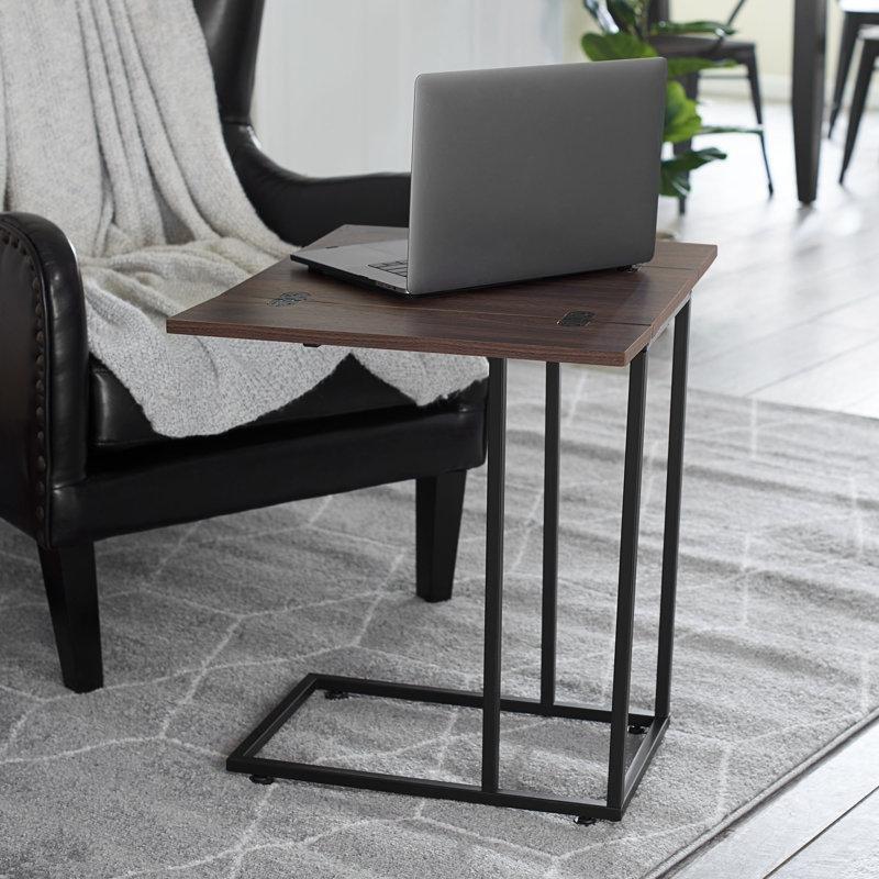 Ceviz Desenli MDF Katlanır Tablalı C Ayaklı Laptop Sehpası-31x61x49 cm - 113331