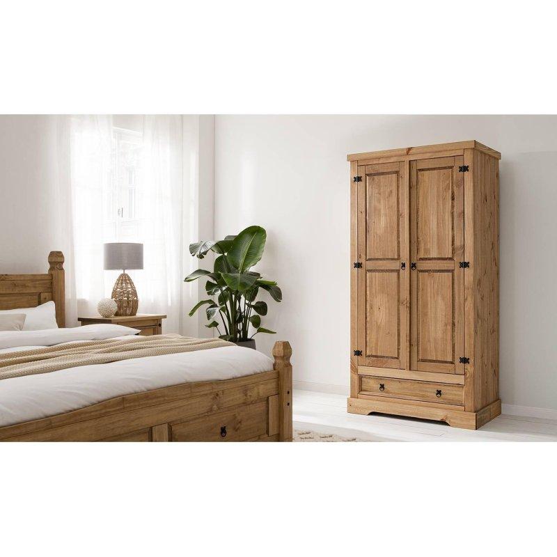 Ceviz Endüstriyel Ahşap Çift Kapılı Gardrop 101 x 195 x 56 cm - 90907