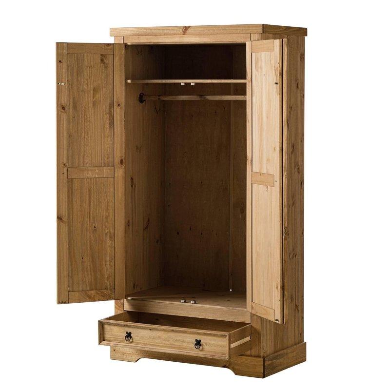 Ceviz Endüstriyel Ahşap Çift Kapılı Gardrop 101 x 195 x 56 cm - 90907