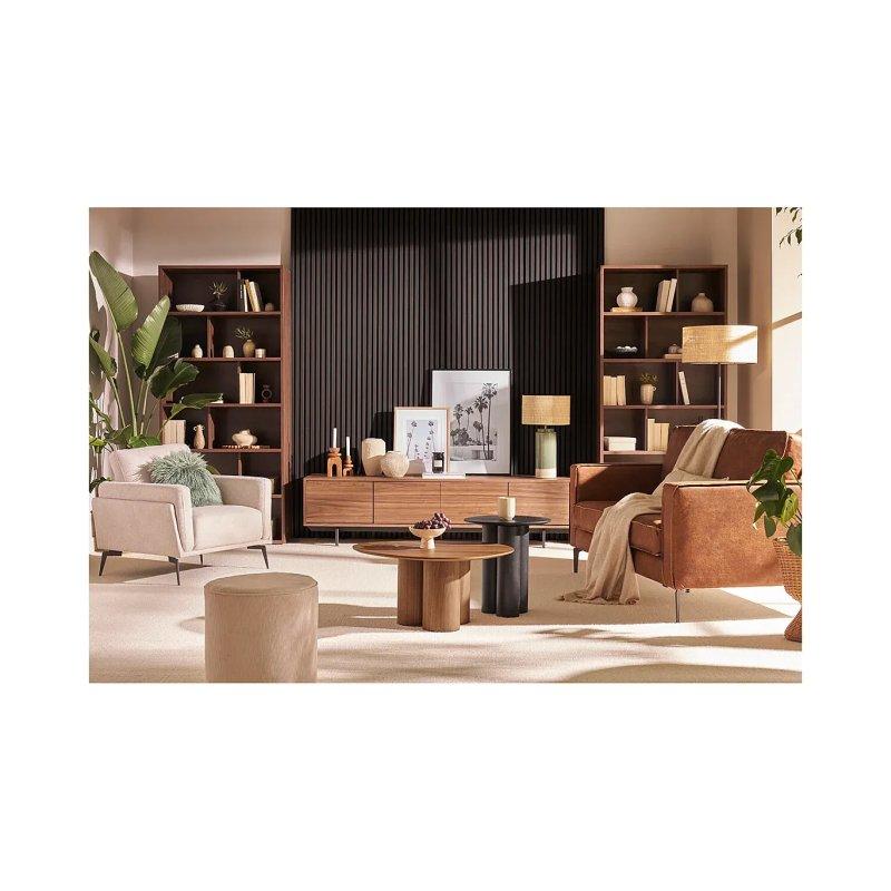 Ceviz Endüstriyel Ahşap Oval Orta Sehpa 78x61 cm - 102216