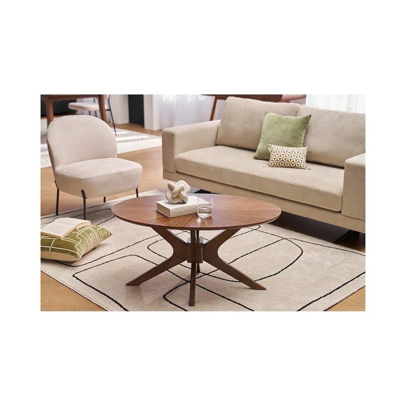 Ceviz Endüstriyel Ahşap Oval Orta Sehpa 90x60x45 cm - 102243