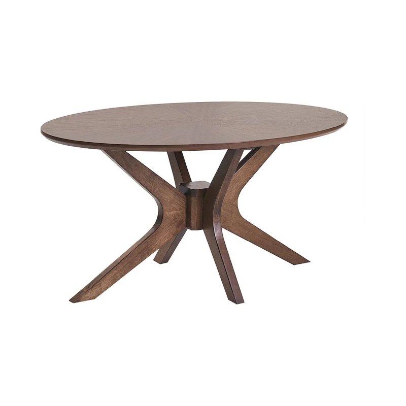 Ceviz Endüstriyel Ahşap Oval Orta Sehpa 90x60x45 cm - 102243